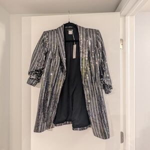 VENUS Black and White Plaid Blazer